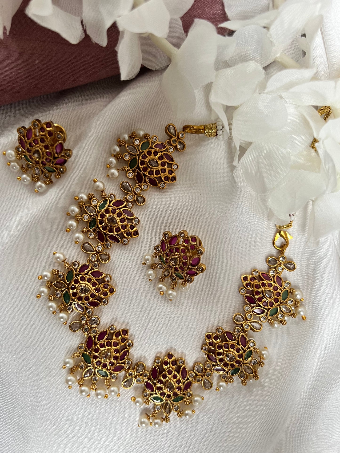 Lotus choker necklace set N3076