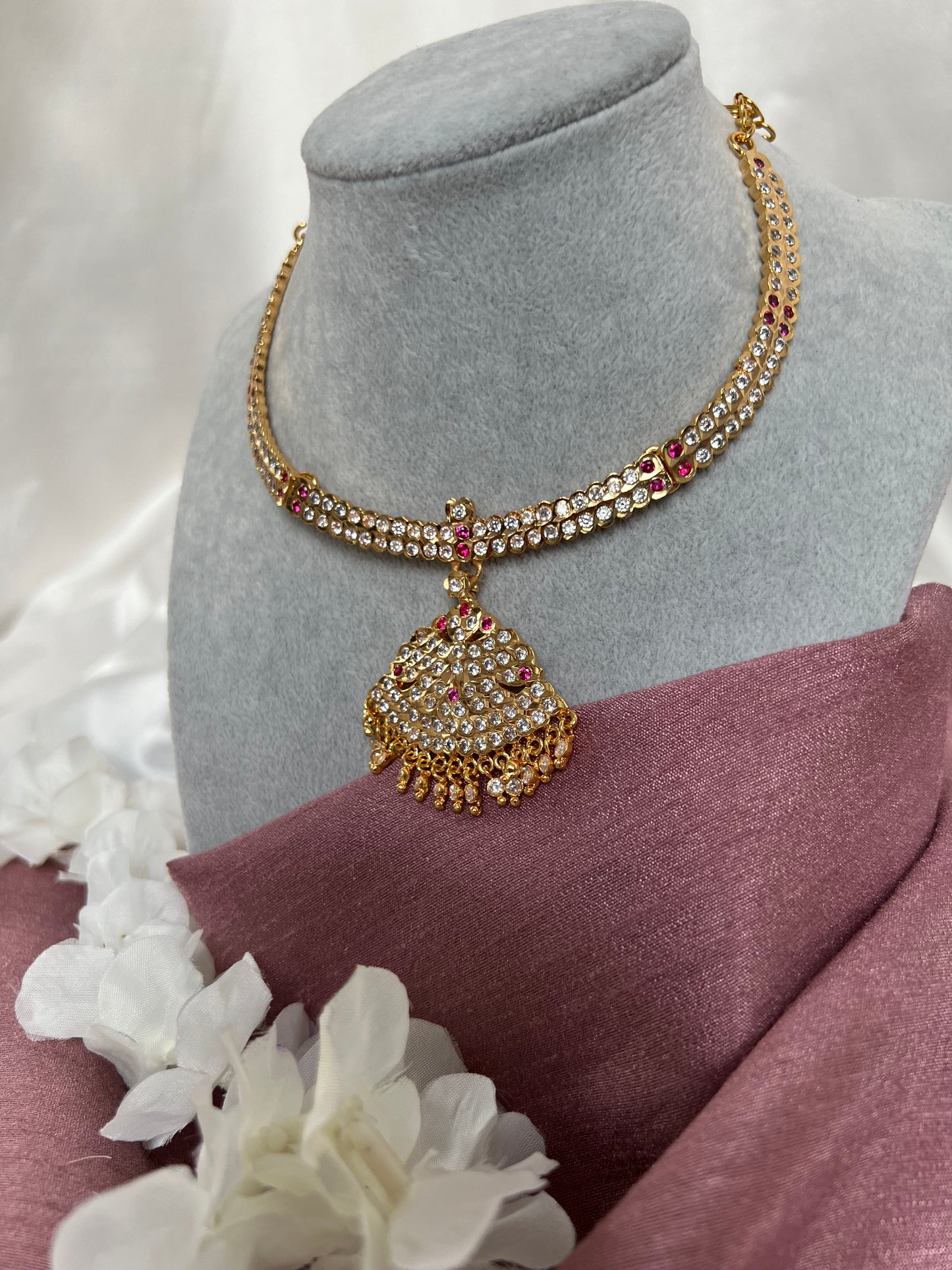Attigai in ruby choker necklace N3072