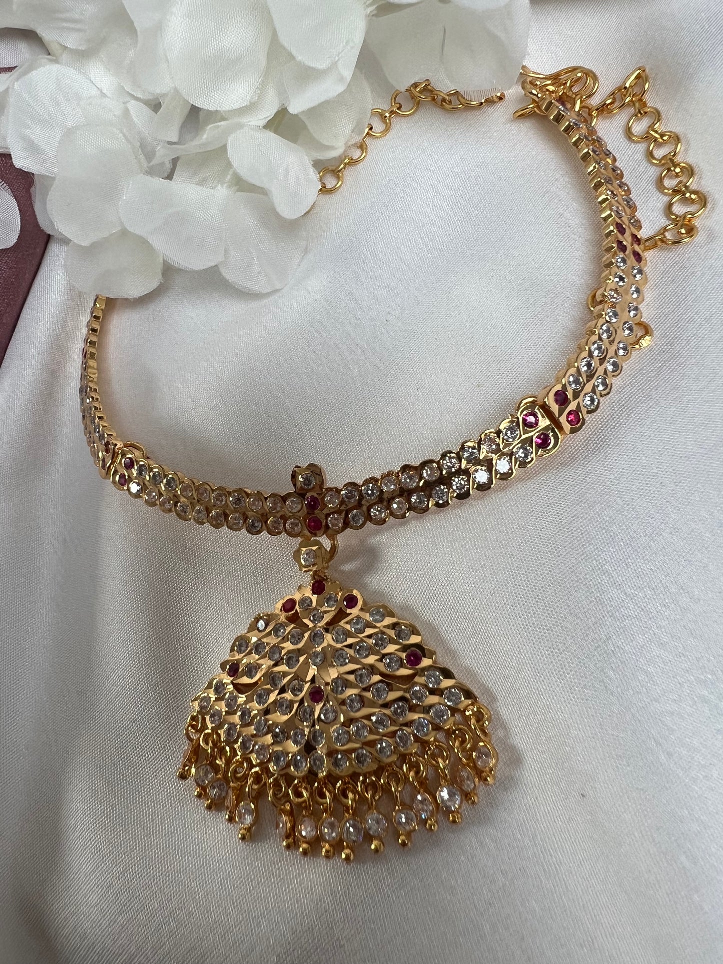 Attigai in ruby choker necklace N3072