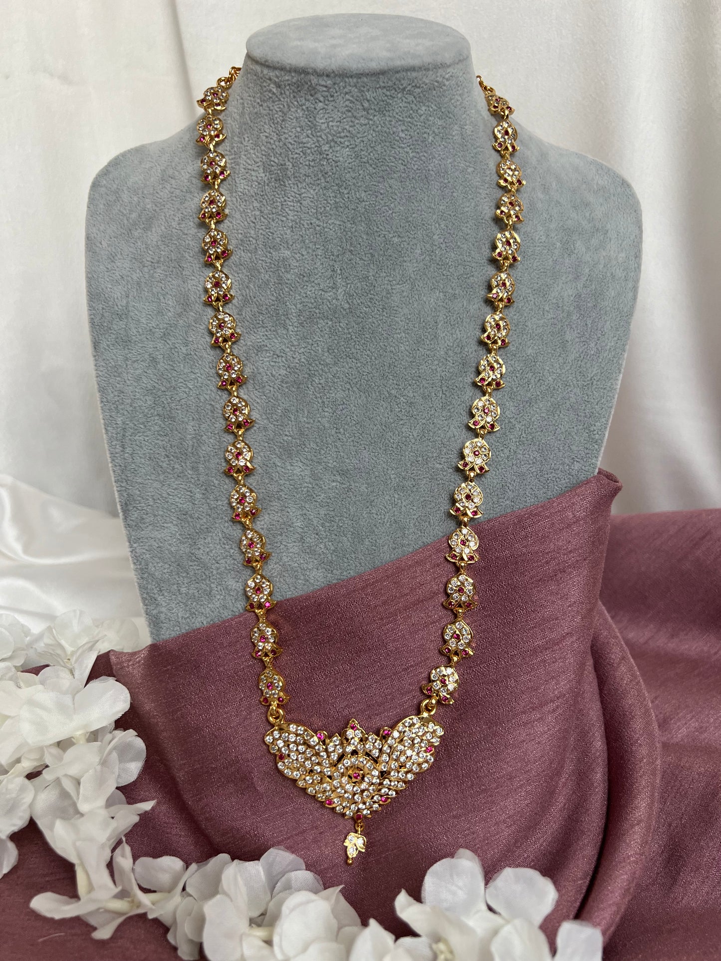 Long 32 inch ruby impon necklace N3084