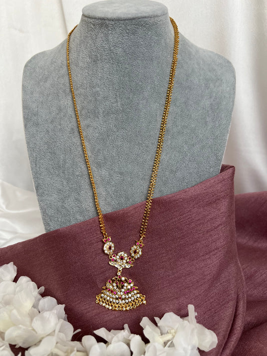 Long impon pendant necklace in ruby N3074