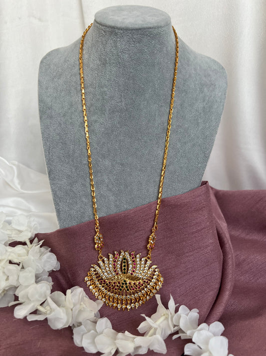 Long impon large lotus 24 inch necklace N3080