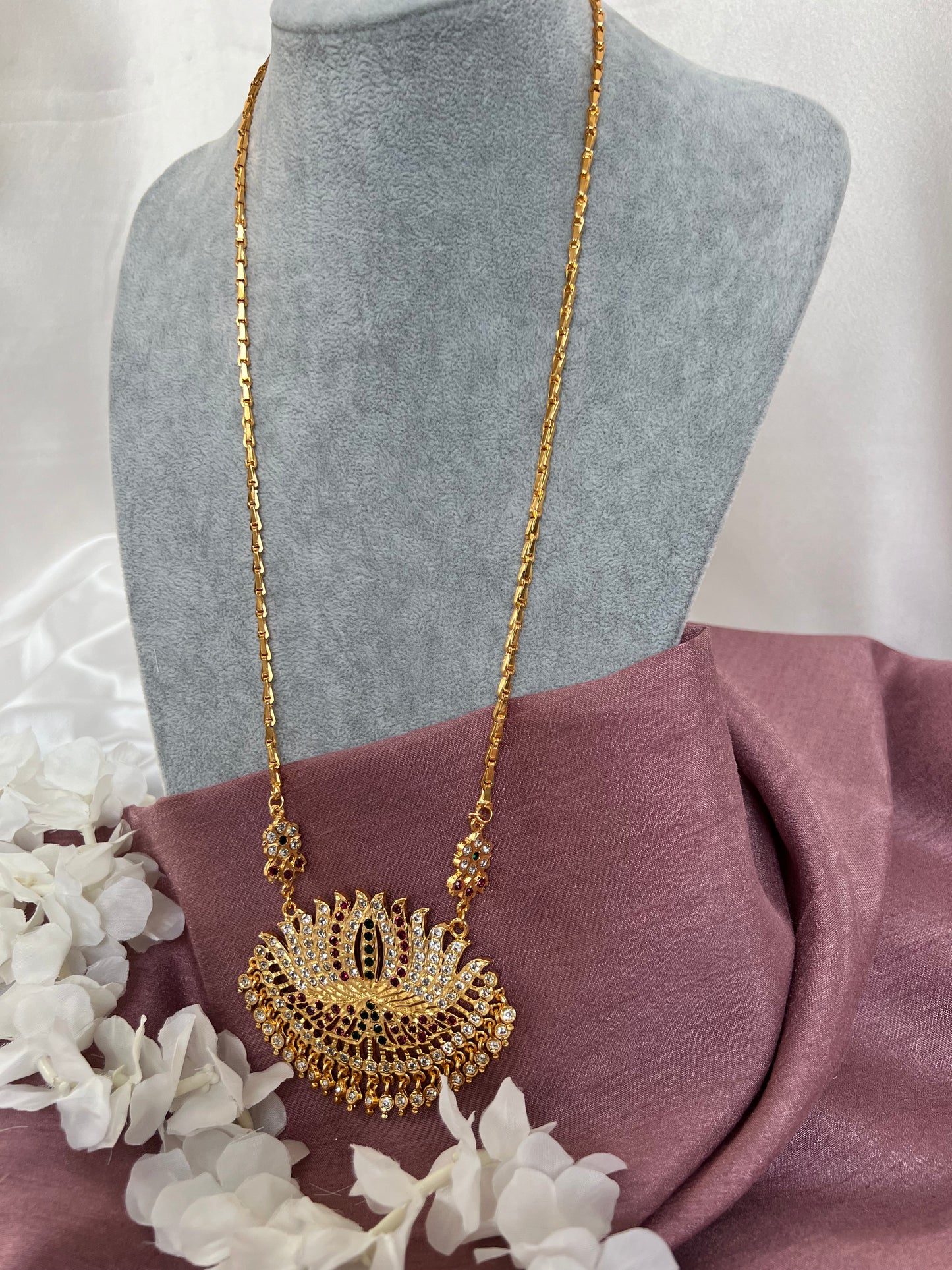 Long impon large lotus 24 inch necklace N3080