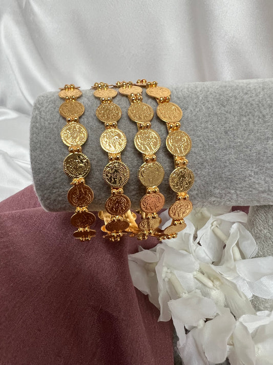 Gold plated kasu bangles set of four B3001