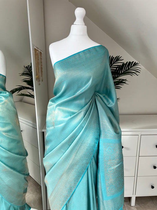 Light blue kubera silk saree S3006