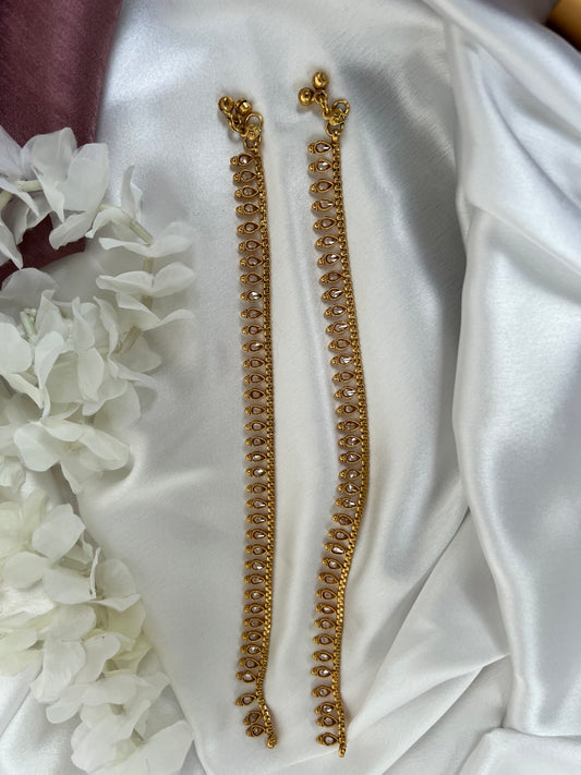 Goldplated stone anklets with bells A3001