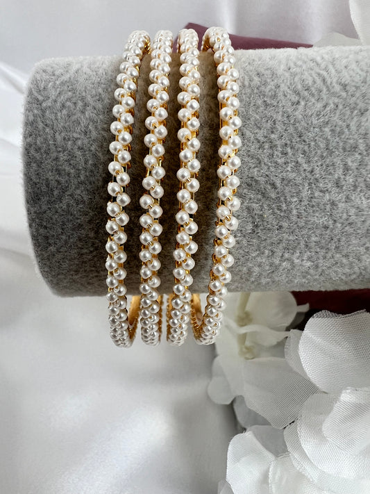 Antique Pearl Bangles With Gold Plating, set of four B3008