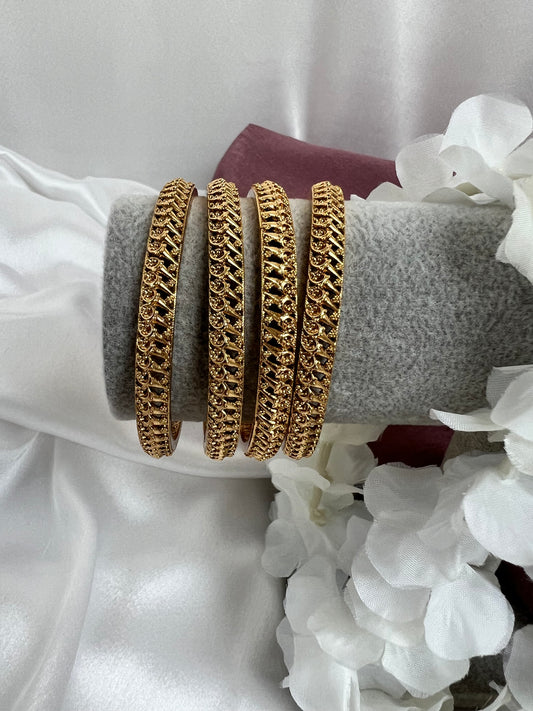 Antique Classic Bangles With Matte Gold Plating, set of four  B3005