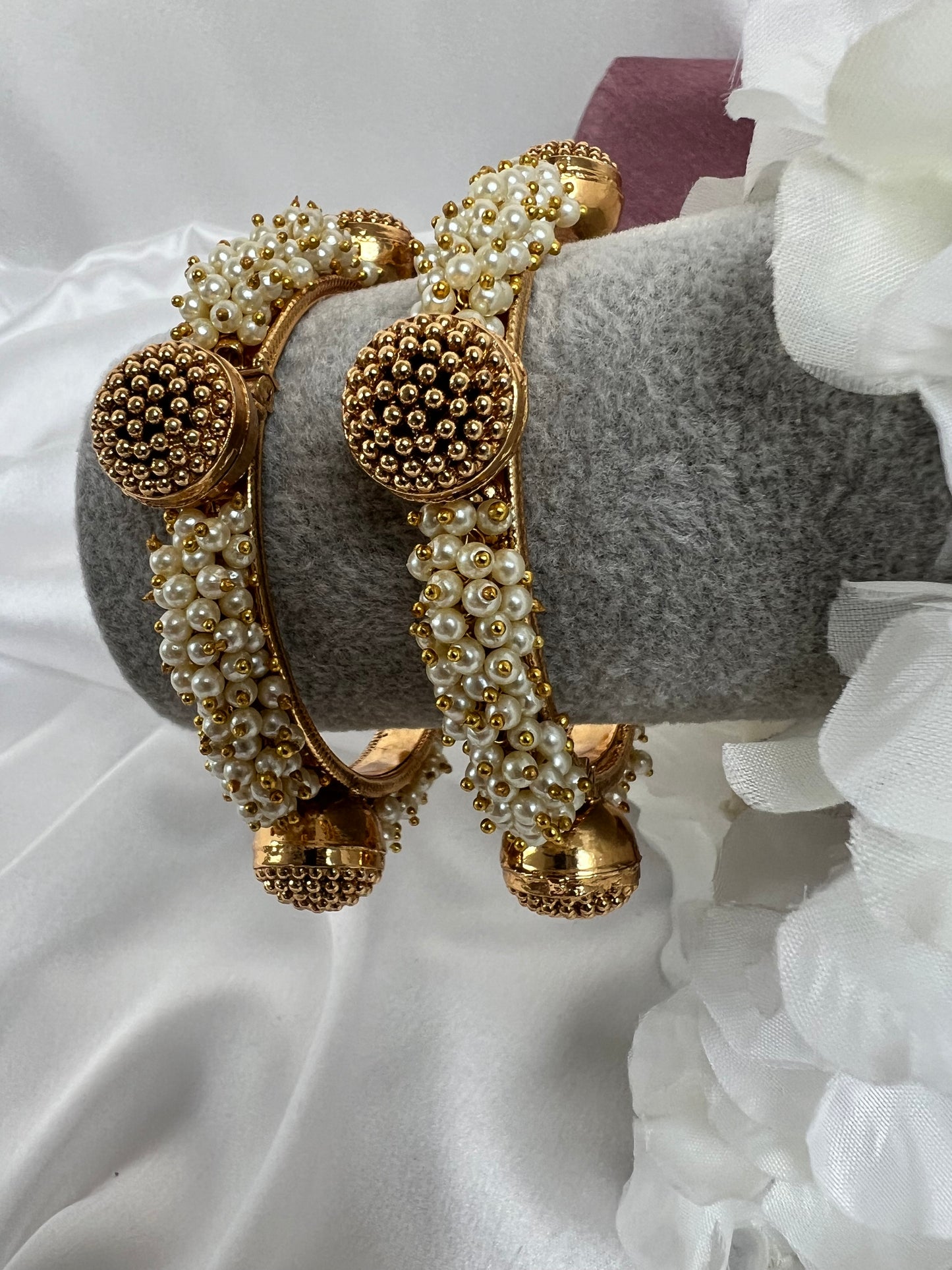 Antique Openable Bangles With Gold Plating, set of two B3009