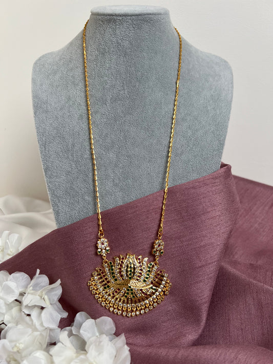 Long pathakam necklace in rubygreen N3154