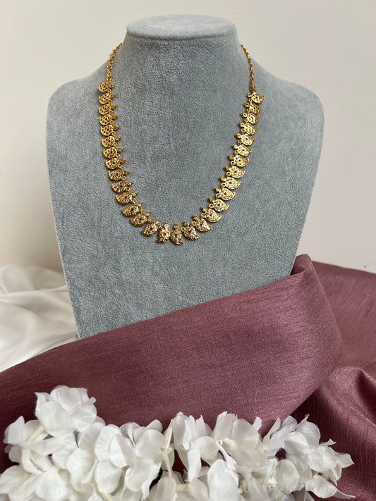 Short mango impon chain necklace with screw back earrings N3078