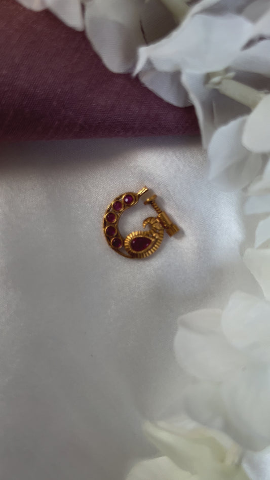 Antique ruby gold plated nosering NR3016